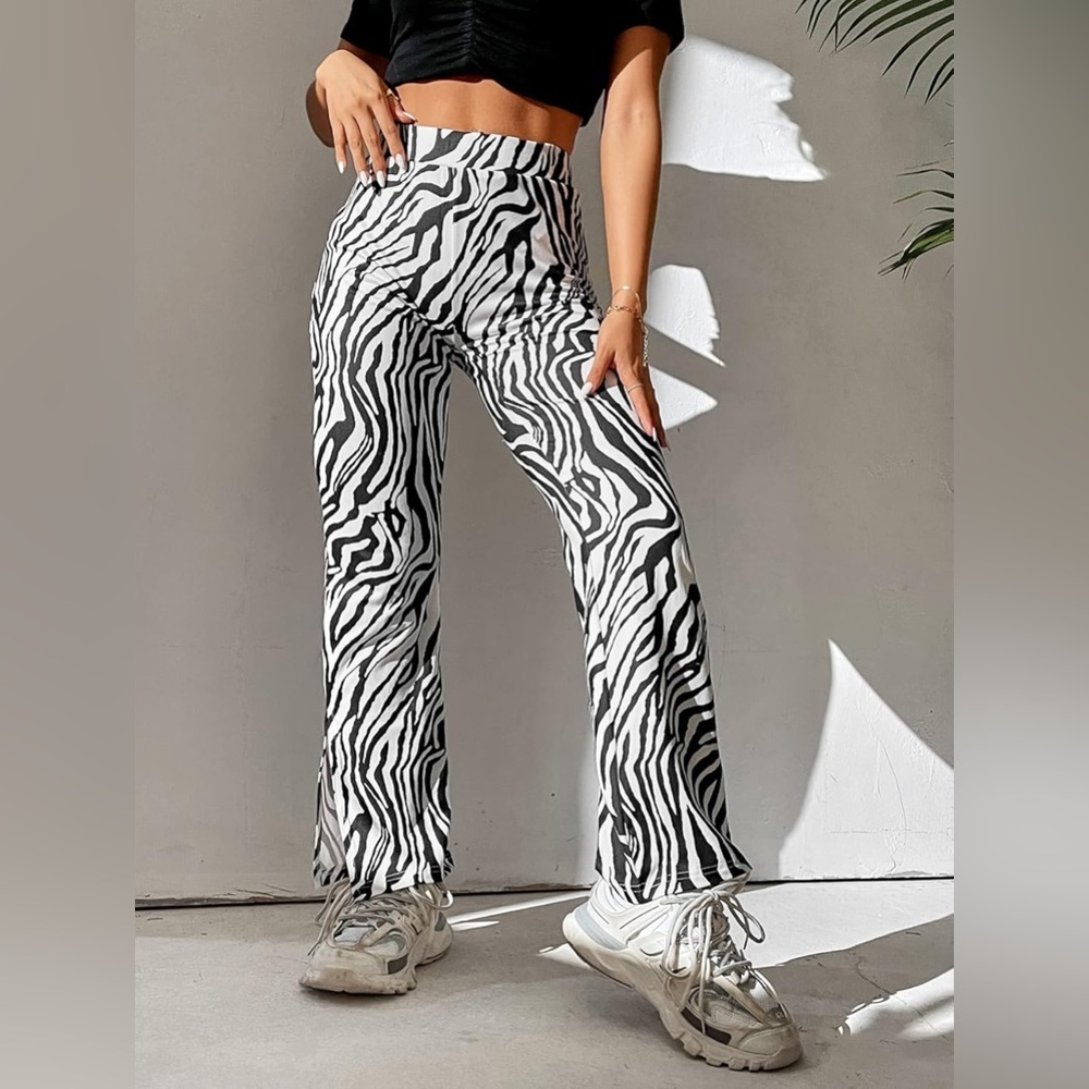 Trousers for women Zebra Striped Skinny Fit Jeans Pants (Size : Petite S)